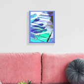 ピアノキーボードミュージックブルーグリーンミュージカル楽器 キャンバスプリント (インサイチュ (リビング))