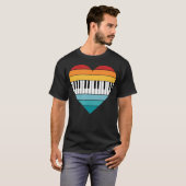 ピアノキーボードレトロストライプピアノ Tシャツ (正面フル)
