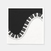 ピアノキーボード白黒ミュージックデザイン スタンダードカクテルナプキン (正面)