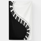 ピアノキーボード白黒ミュージックデザイン 横断幕 (縦)