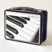 ピアノキーボード鍵パーソナライズされた音楽ミュージシャン メタルランチボックス (正面)