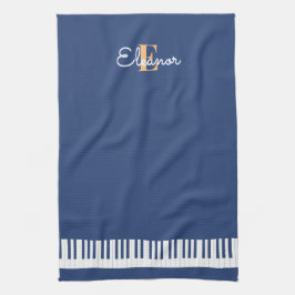 ピアノキーボード鍵ミュージカル楽器モノグラム キッチンタオル