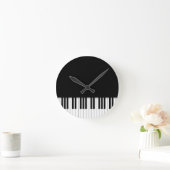 ピアノキーボード鍵 ラウンド壁時計 (ホーム)