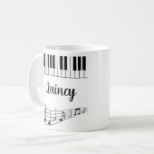 ピアノキーボード音楽の愛パーソナライズされた者の名前 コーヒーマグカップ (正面左)