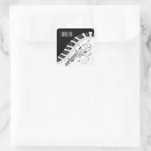 ピアノキーボード音楽デザインありがとう スクエアシール (バッグ)