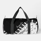 ピアノキーボード音楽デザイン＋名前 ダッフルバッグ (裏面)
