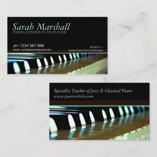 ピアノキーボード音楽先生名刺 名刺 (正面/裏面)