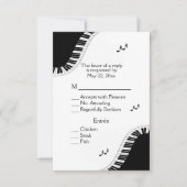 ピアノキーボード音楽RSVPメニュー選択付き 出欠カード (正面)