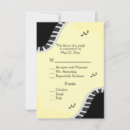 ピアノキーボード音楽RSVPメニュー黄色 出欠カード