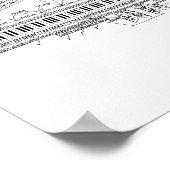 ピアノキーボード1925パテントアートホワイト紙 ポスター (角)