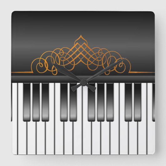 ピアノキーボード スクエア壁時計 (正面)