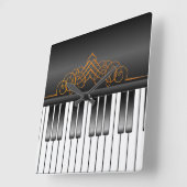 ピアノキーボード スクエア壁時計 (傾斜)