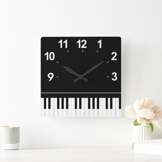 ピアノキーボード スクエア壁時計 (ホーム)