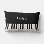 ピアノキーボード、白黒枕デザイン ランバークッション (裏面)