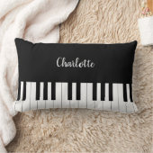 ピアノキーボード、白黒枕デザイン ランバークッション (ブランケット)