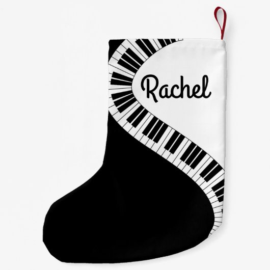 ピアノキーボーパーソナライズされたドミュージカルクリスマスストア スモールクリスマスストッキング (裏面)