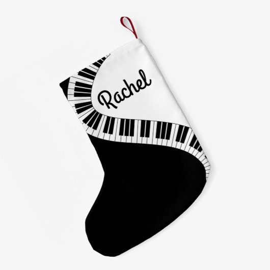 ピアノキーボーパーソナライズされたドミュージカルクリスマスストア スモールクリスマスストッキング (裏面 (吊り時))