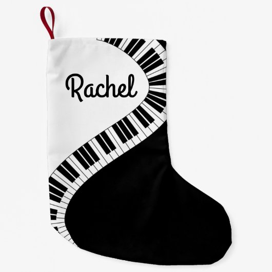 ピアノキーボーパーソナライズされたドミュージカルクリスマスストア スモールクリスマスストッキング (正面)