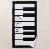 ピアノキーボーパーソナライズされたドミュージシャン ビーチタオル (正面)