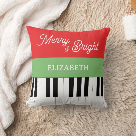 ピアノキーボーメリード&ブライトピアニストのクリスマス クッション (ブランケット)
