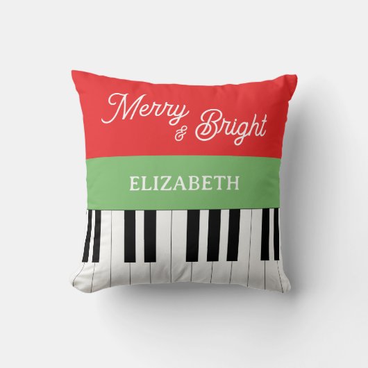 ピアノキーボーメリード&ブライトピアニストのクリスマス クッション (正面)