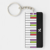 ピアノキー カラフル ミュージック ブライト オーダーメイド モノグラム キーホルダー (正面)