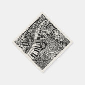 ピアノクラシカル鍵盤付き楽曲用ドードル スタンダードカクテルナプキン (角)