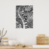 ピアノクラシカル鍵盤付き楽曲用ドードル ポスター (キッチン)