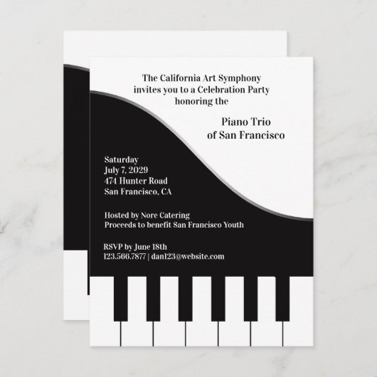 ピアノコンサート招待状 招待状 (正面/裏面)