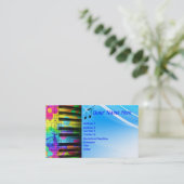 ピアノサイケデリックのキーボードと花 名刺 (スタンド正面)