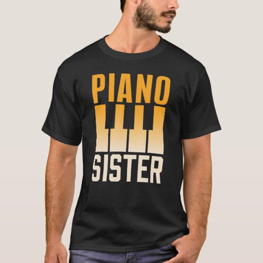 ピアノシスターミュージシャンピアニストプレーヤー楽器 Tシャツ (正面)