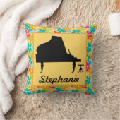 ピアノシルエットパーソナライズな音楽装飾用クッション クッション (ブランケット)