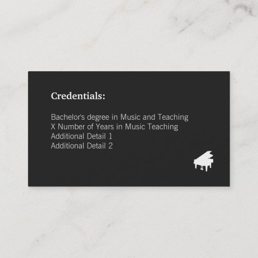 ピアノシルエットミュージック先生写真テンプレートブシ 名刺 (裏面)