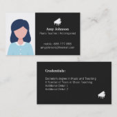 ピアノシルエット音楽先生写真テンプレート 名刺 (正面/裏面)