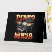 ピアノジャパン忍者鍵盤奏者ピアニスト音楽 カード (黄色い花)