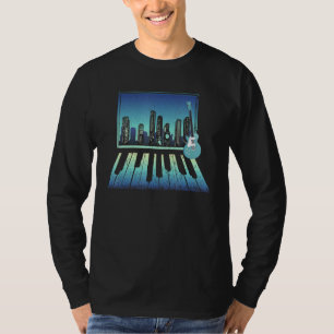 ピアノスカイラインエレクトリックギタースカイラインシャドウキーボ Tシャツ