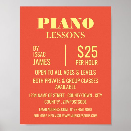 ピアノスタイリッシュのレッスン広告ズ ポスター (正面)