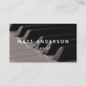 ピアノスタイリッシュミュージシャンミニマル白黒 名刺 (正面)
