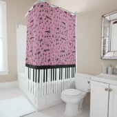 ピアノスタイリッシュ鍵と音楽ノートのシャワーカーテン シャワーカーテン (インサイチュ)