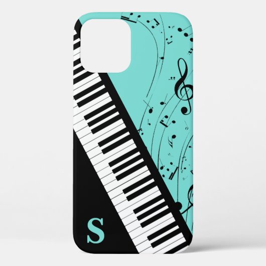 ピアノスタイリッシュ鍵盤音符モノグラムミント Case-Mate iPhoneケース (裏面)
