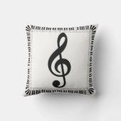 ピアノトレブルベースクレフ、 音符記号装飾用クッション16インチx 16インチ クッション (裏面)
