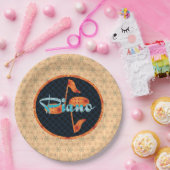 ピアノノートパターン円 ペーパープレート (パーティー)