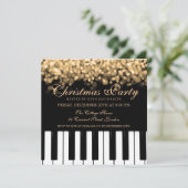 ピアノバークリスマスパーティー金ゴールドライト 招待状 (スタンド正面)