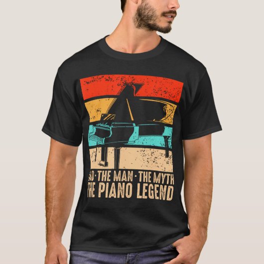 ピアノパパピアノマンピアニスト鍵盤ミュージシャン Tシャツ (正面)