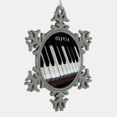 ピアノパーソナライズされたホリデーギフト スノーフレークピューターオーナメント (左)