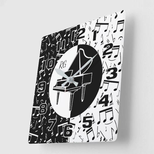ピアノパーソナライズされたラバーアート スクエア壁時計 (傾斜)