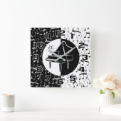 ピアノパーソナライズされたラバーアート スクエア壁時計 (ホーム)