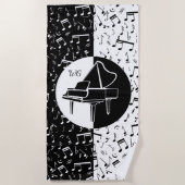 ピアノパーソナライズされたラバーアート ビーチタオル (正面)