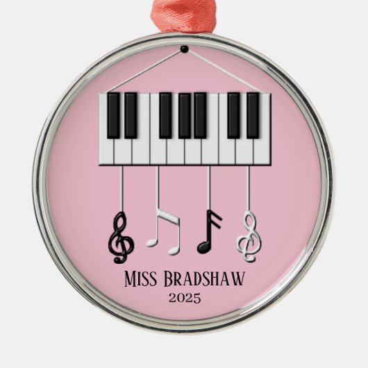ピアノパーソナライズされた先生オーナメント メタルオーナメント (正面)