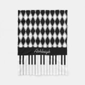 ピアノパーソナライズされた鍵とダイヤモンド フリースブランケット (正面)